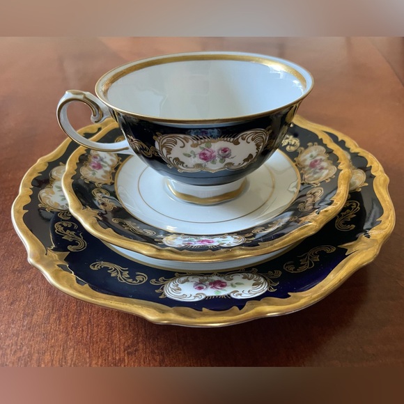 Reichenbach 8159k Echt Kobalt Trio, Floral and Gold Porcelain - Picture 1 of 9